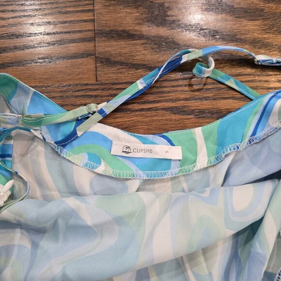 Cupshe Crystal Beach Row Drape Marble Crisscross Slip Dress Size Small - Picture 7 of 8